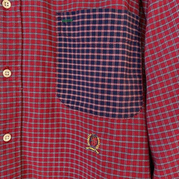 Tommy Hilfiger vintage red plaid button down shirt - Picture 4 of 5